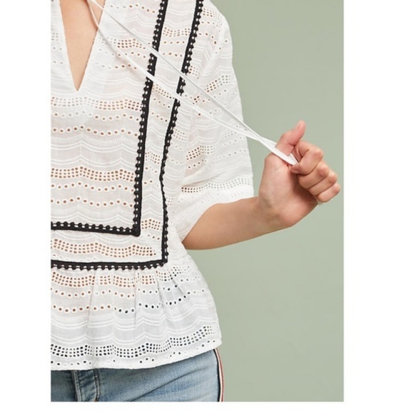 Anthropologie Nu Construction Porto Eyelet Top - Picture 3 of 5